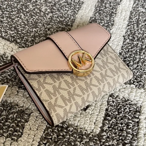 MICHAEL KORS CARMEN MEDIUM LOGO AND FAUX LEATHER WALLET POWDER BLUSH MULTI - Picture 14 of 16